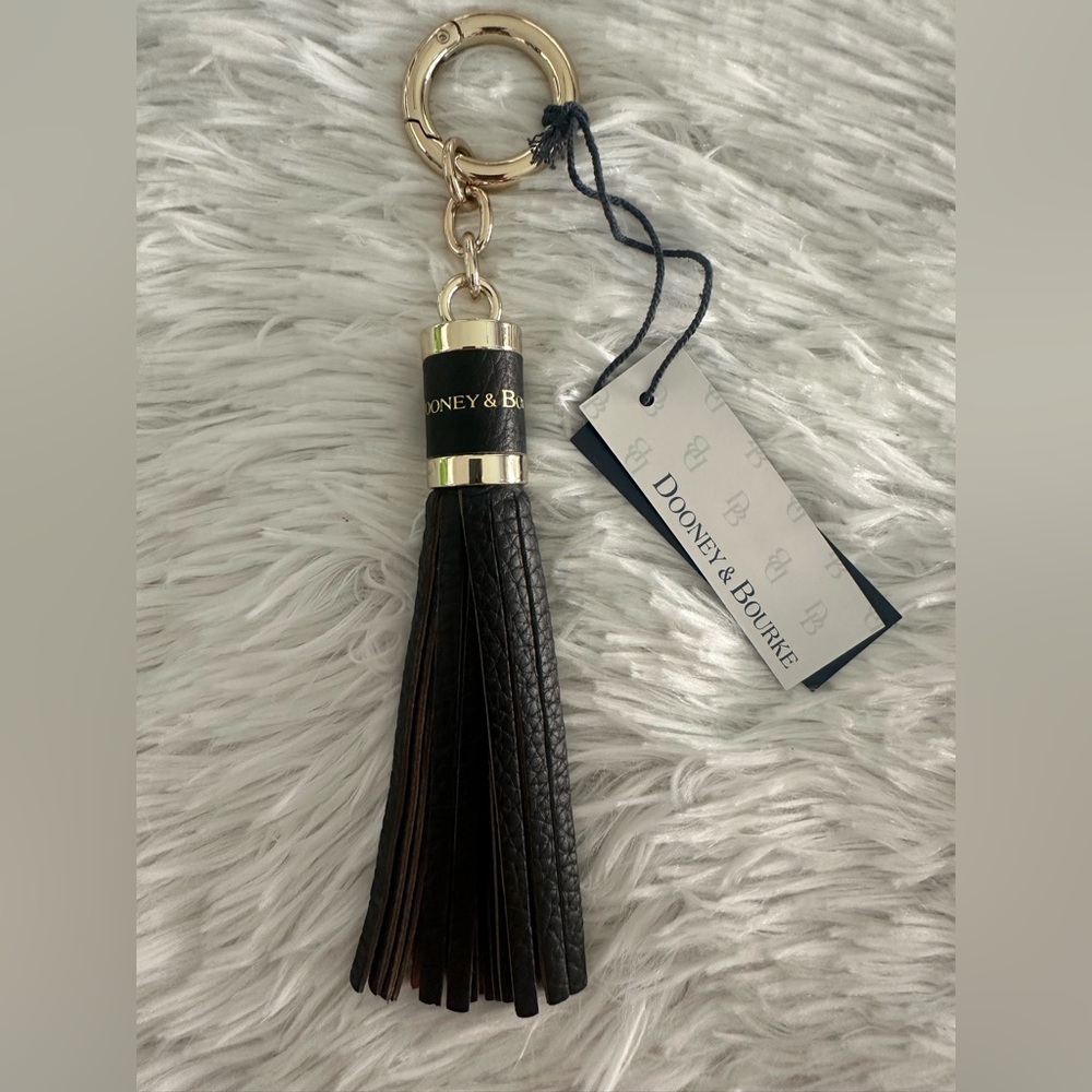 Dooney & Bourke‎ Sammi Pebble Leather Black Tassel Bag Charm NWT